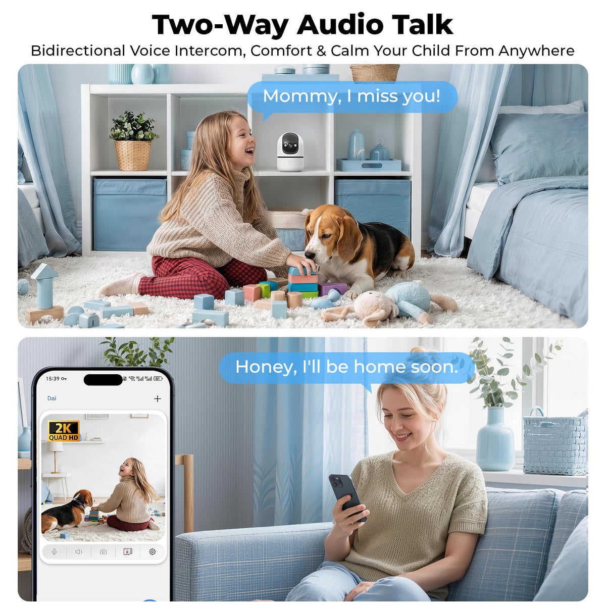 Indoor Camera 5G&2.4G WiFi 360° Pan/Tilt 2-Pack G84442