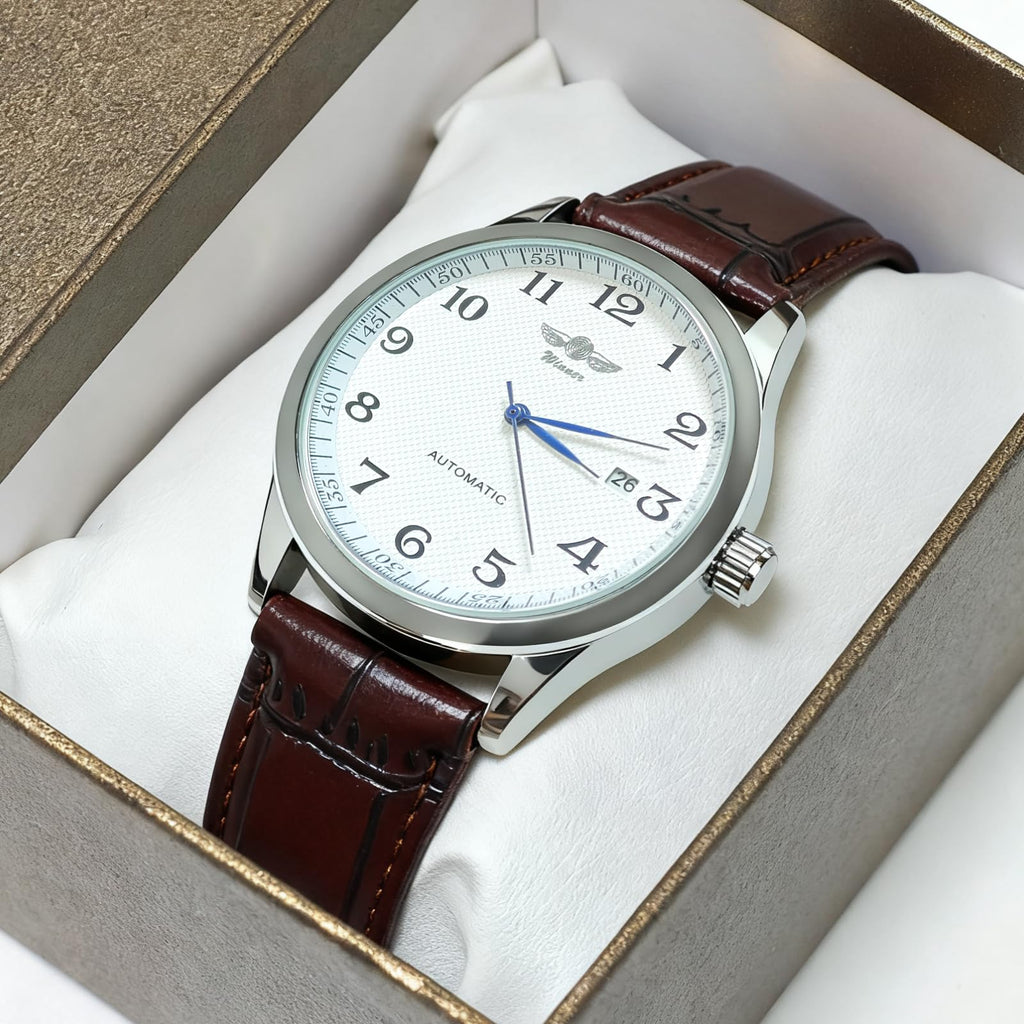 Mechanical Watch Automatic Self-Winding White Dial Blue Hands V40902