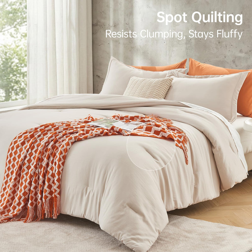 Beige King Size 3 Piece Comforter Set N28740