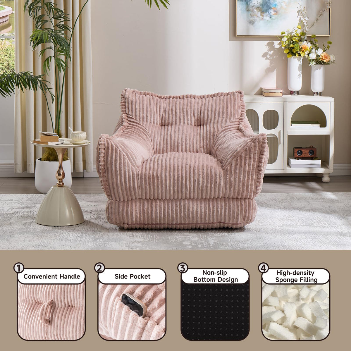 2 in 1 Folding Sofa Bed Pink A3558