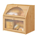 Extra Large Bamboo Wood Double Layer Bread Box F119783