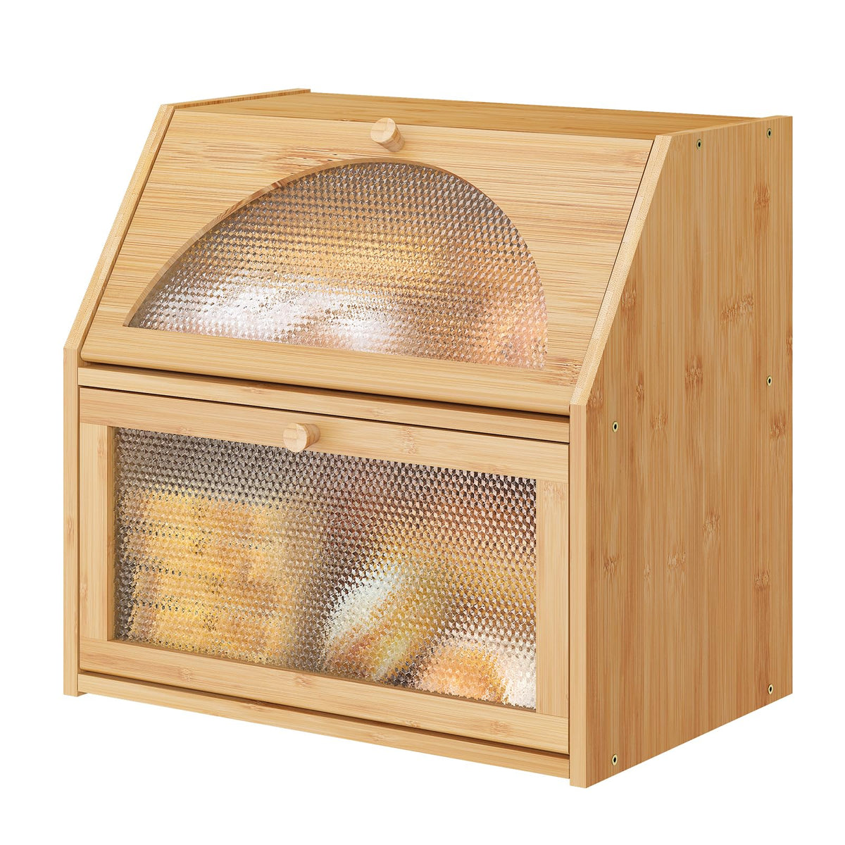 Extra Large Bamboo Wood Double Layer Bread Box F119783