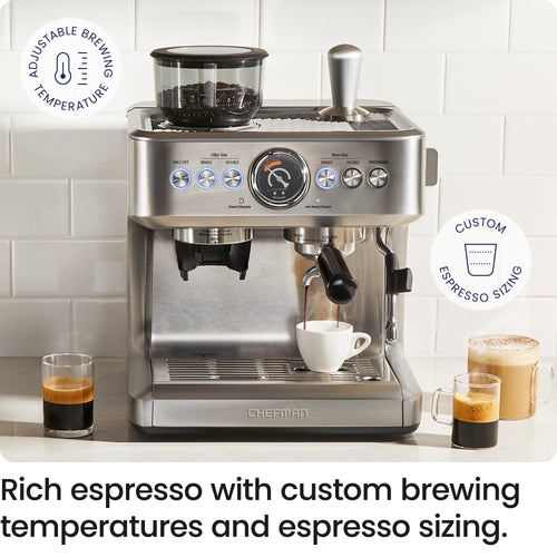 15 Bar Espresso Machine with Milk Frother and Coffee Grinder E450