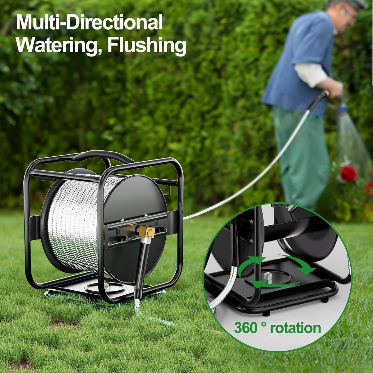 Garden Hose Reel With 100Ft Metal Water Pipe R188