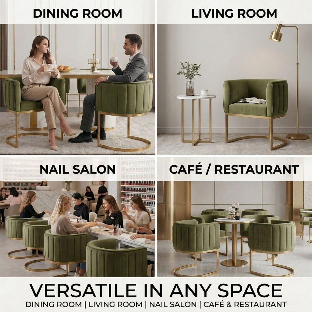 Olive Green and Gold Velvet Dining Chairs Set of 2 V264236