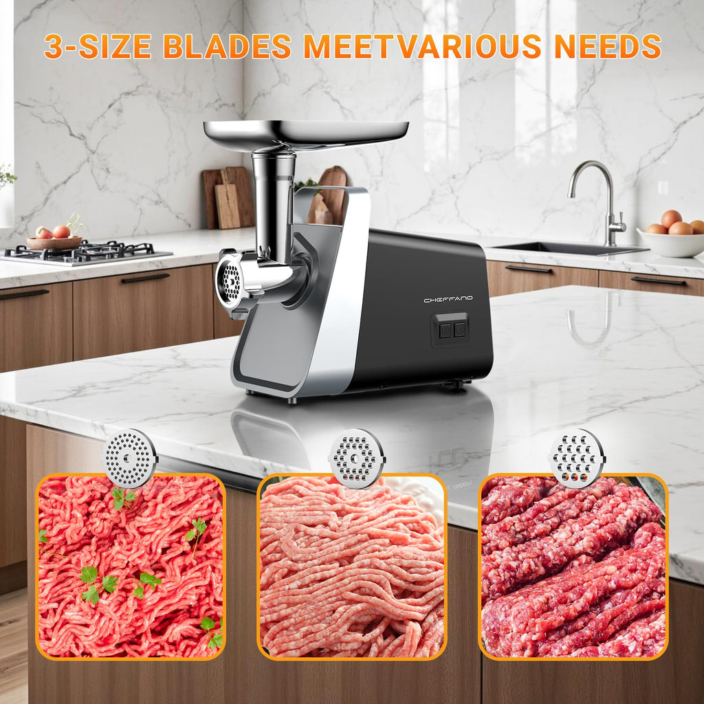 Electric Meat Grinder with Sausage Stuffer, 2 Blades, 3 Plates, 2800W W72400