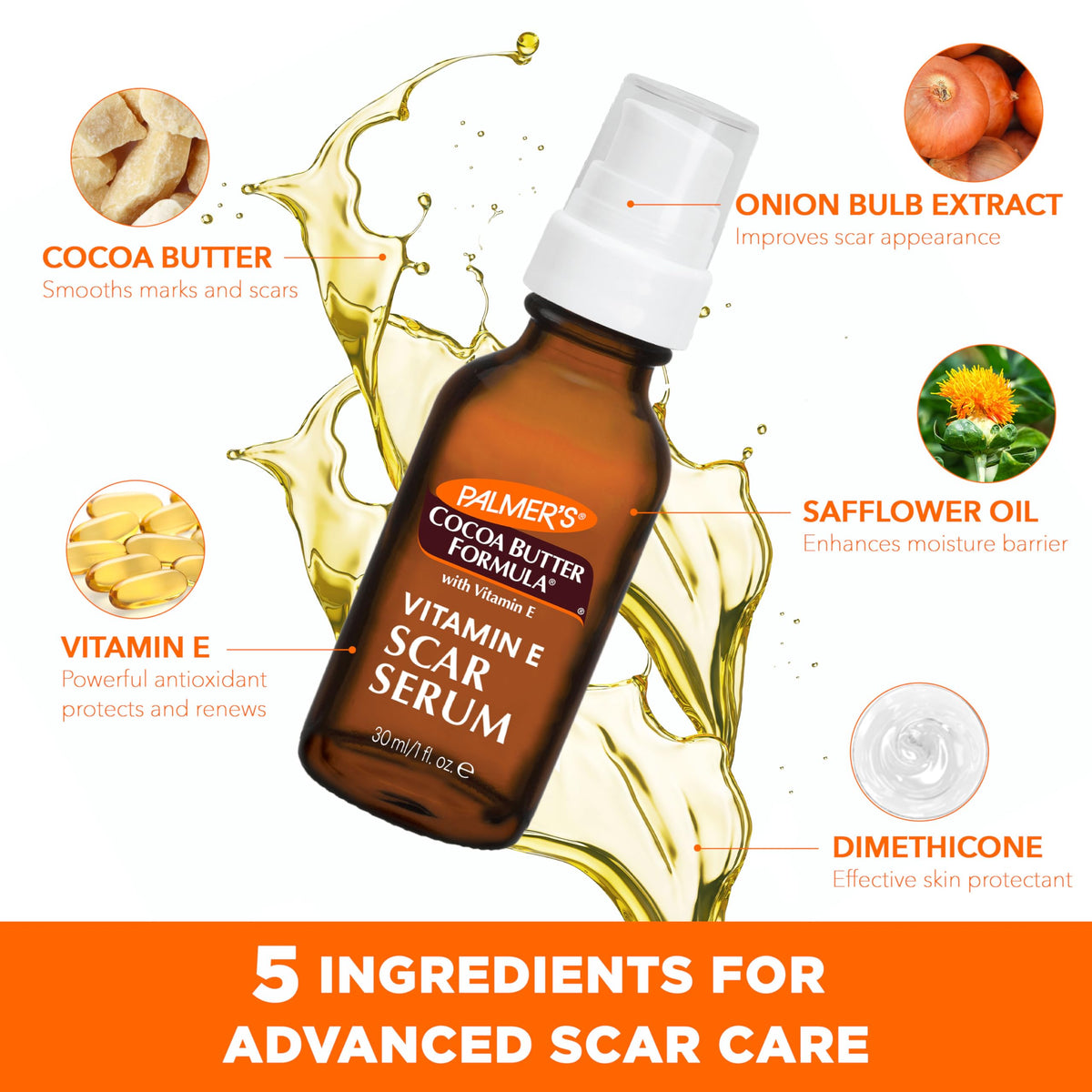 Fragrance Free Cocoa Butter Scar Serum with Vitamin E 1 Oz Y4806