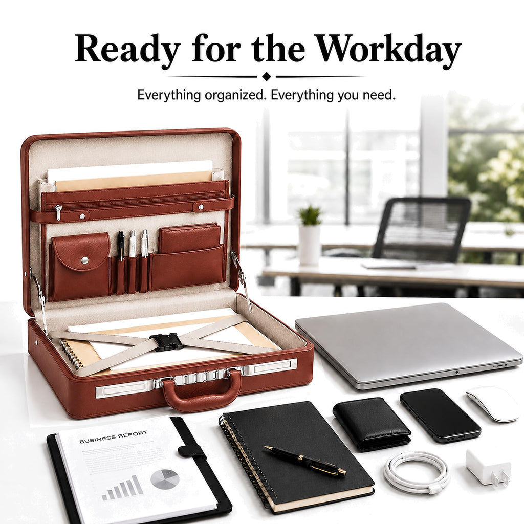 Leather Briefcase with Lock S740