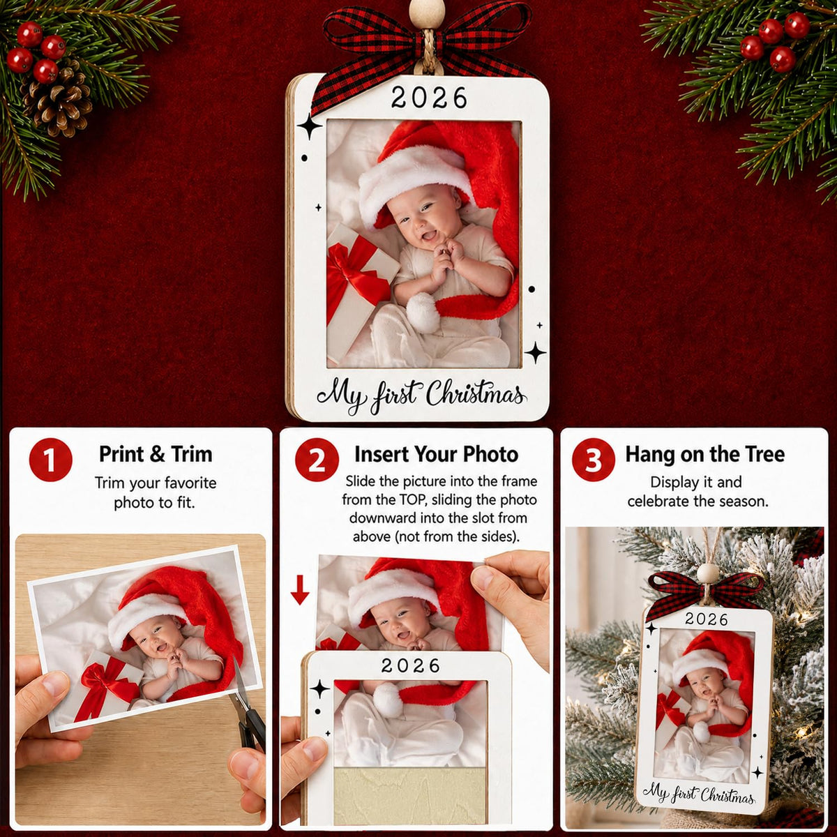 Baby's First Christmas Ornament 2026 Picture Frame M47333