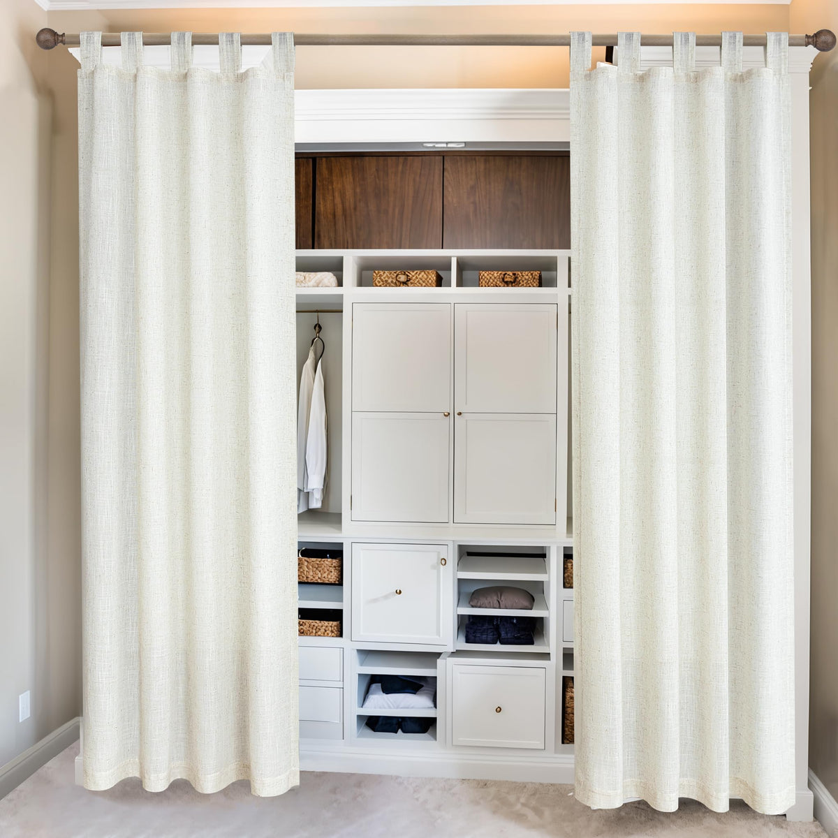 78 Inch Sheer Linen Curtains, 52" W x 78" L 2 Panels Set, Cream E75311