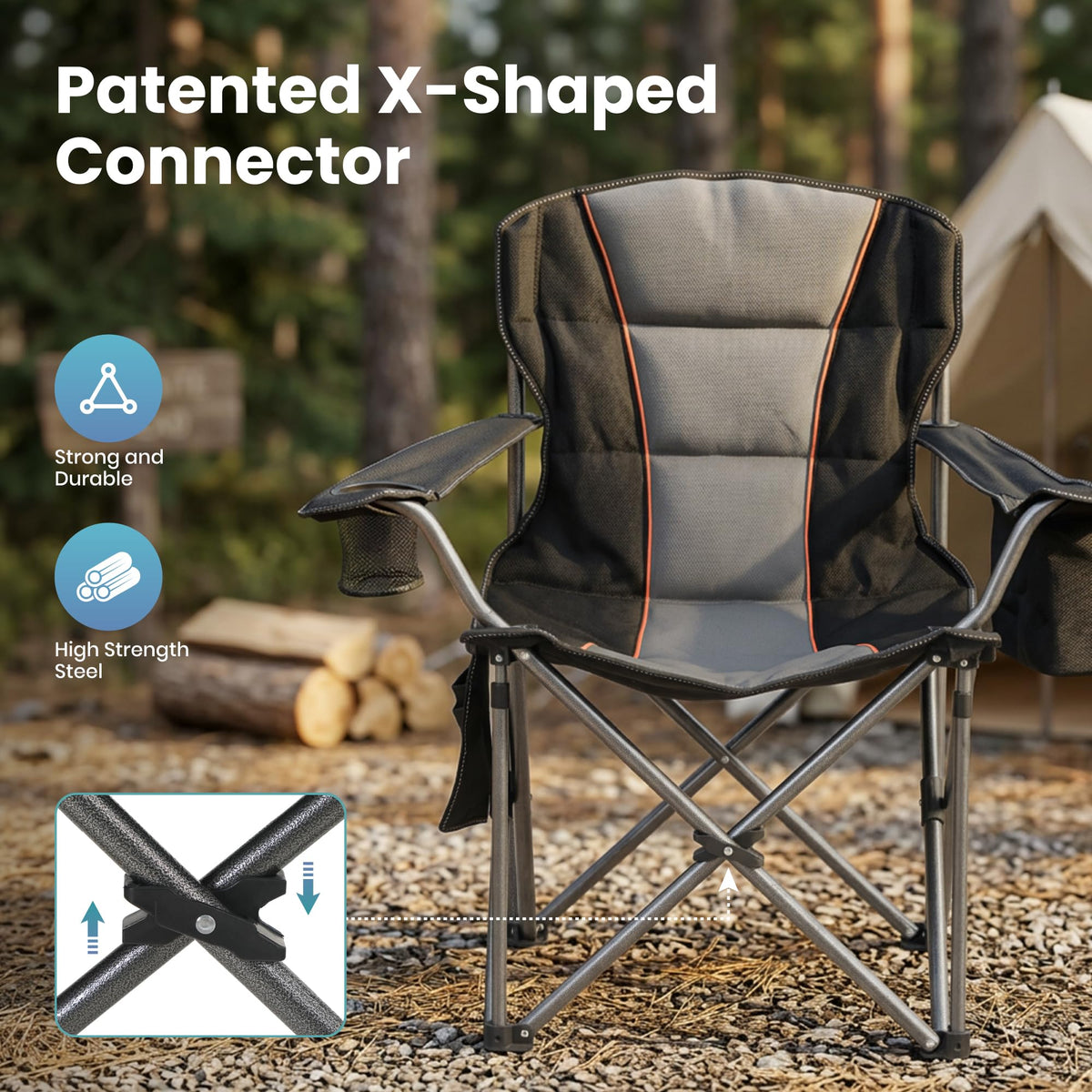 Oversized Folding Camping Chairs 2 Pack Black G747250