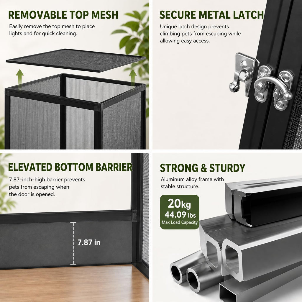 Aluminum Reptile Terrarium Enclosure with Locking Latches L6800