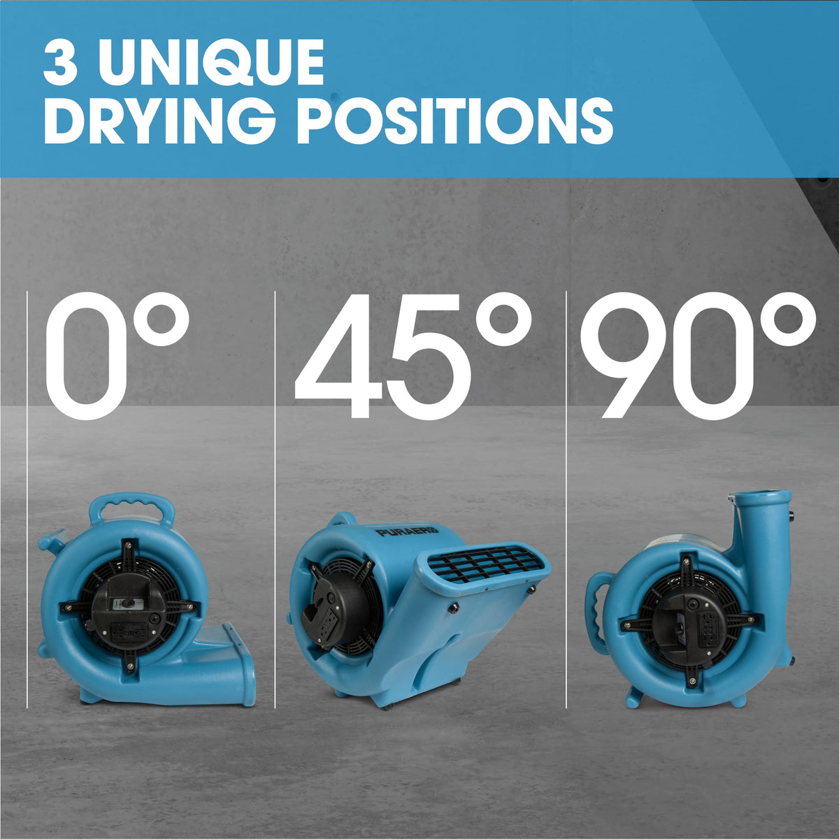 1/3 HP 2,550 CFM Blue Air Mover Carpet Dryer Floor Fan U40157