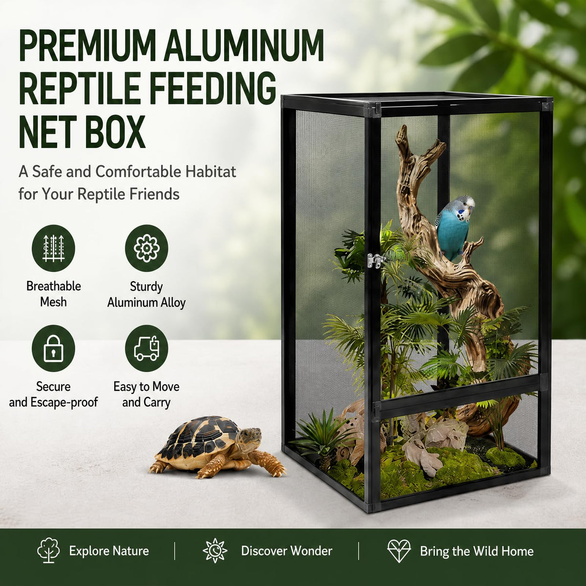 Aluminum Reptile Terrarium Enclosure with Locking Latches L6800