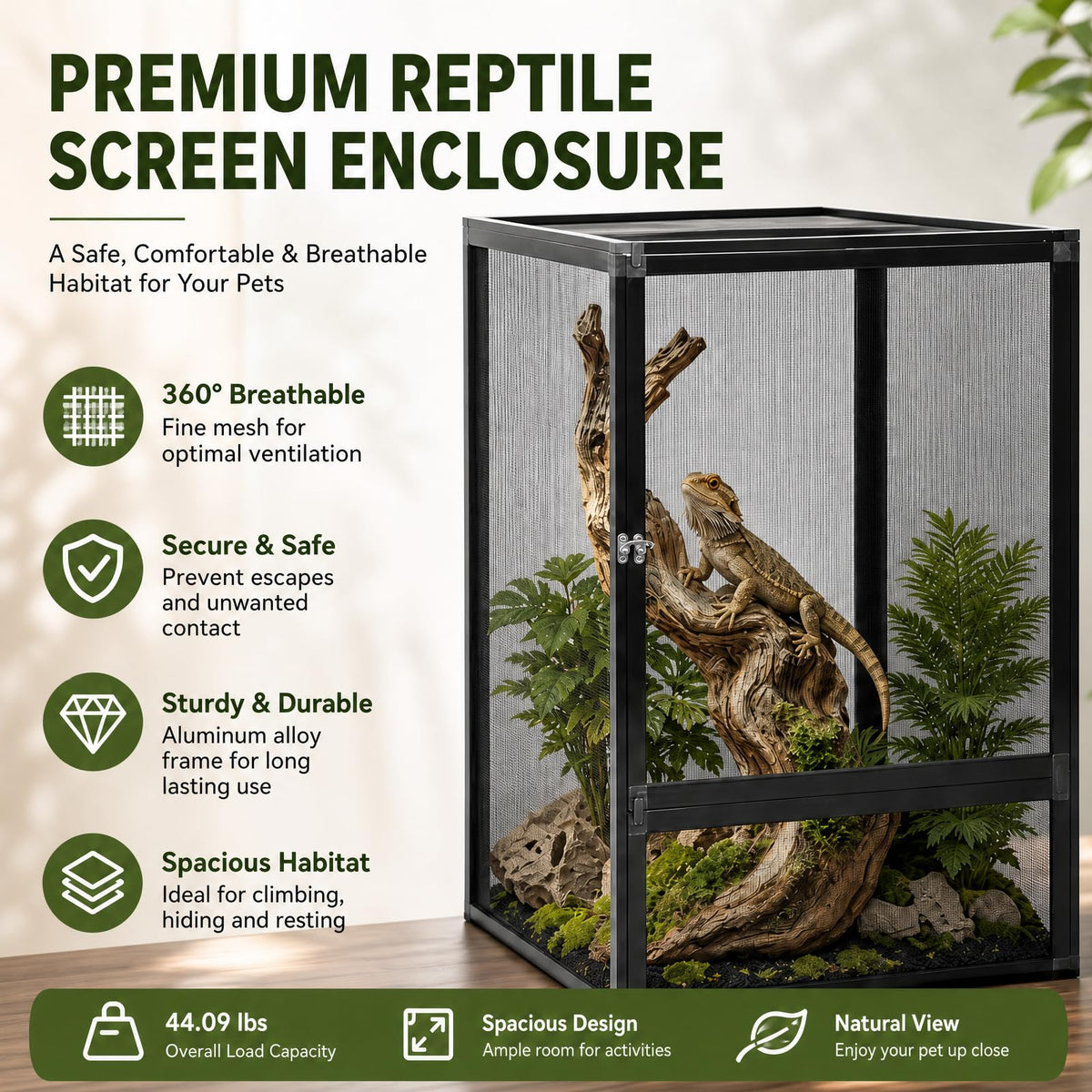 Aluminum Reptile Terrarium Enclosure with Locking Latches L6800