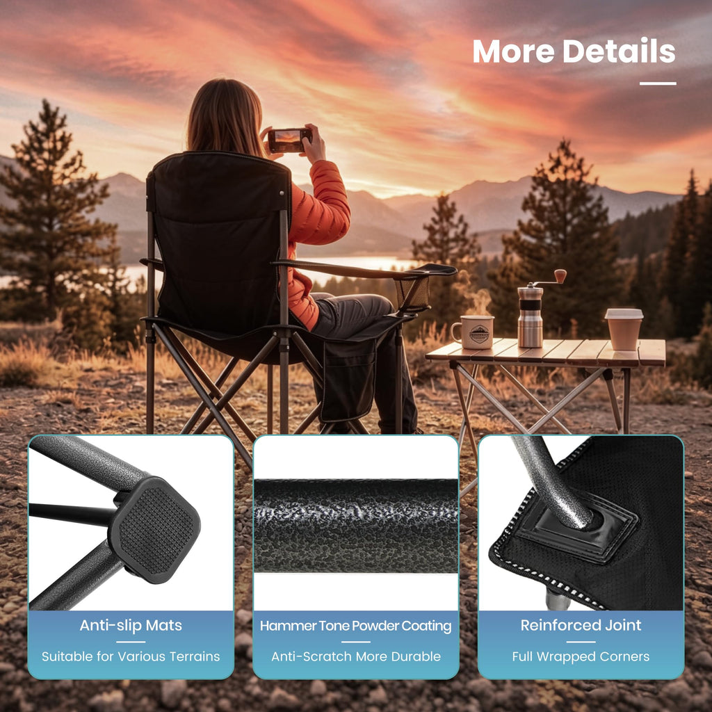 Oversized Folding Camping Chairs 2 Pack Black G747250