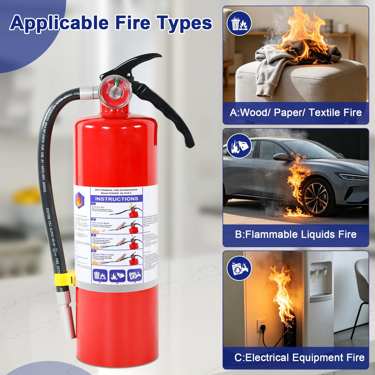 1 Pack 5lb ABC Dry Chemical Fire Extinguisher K3483