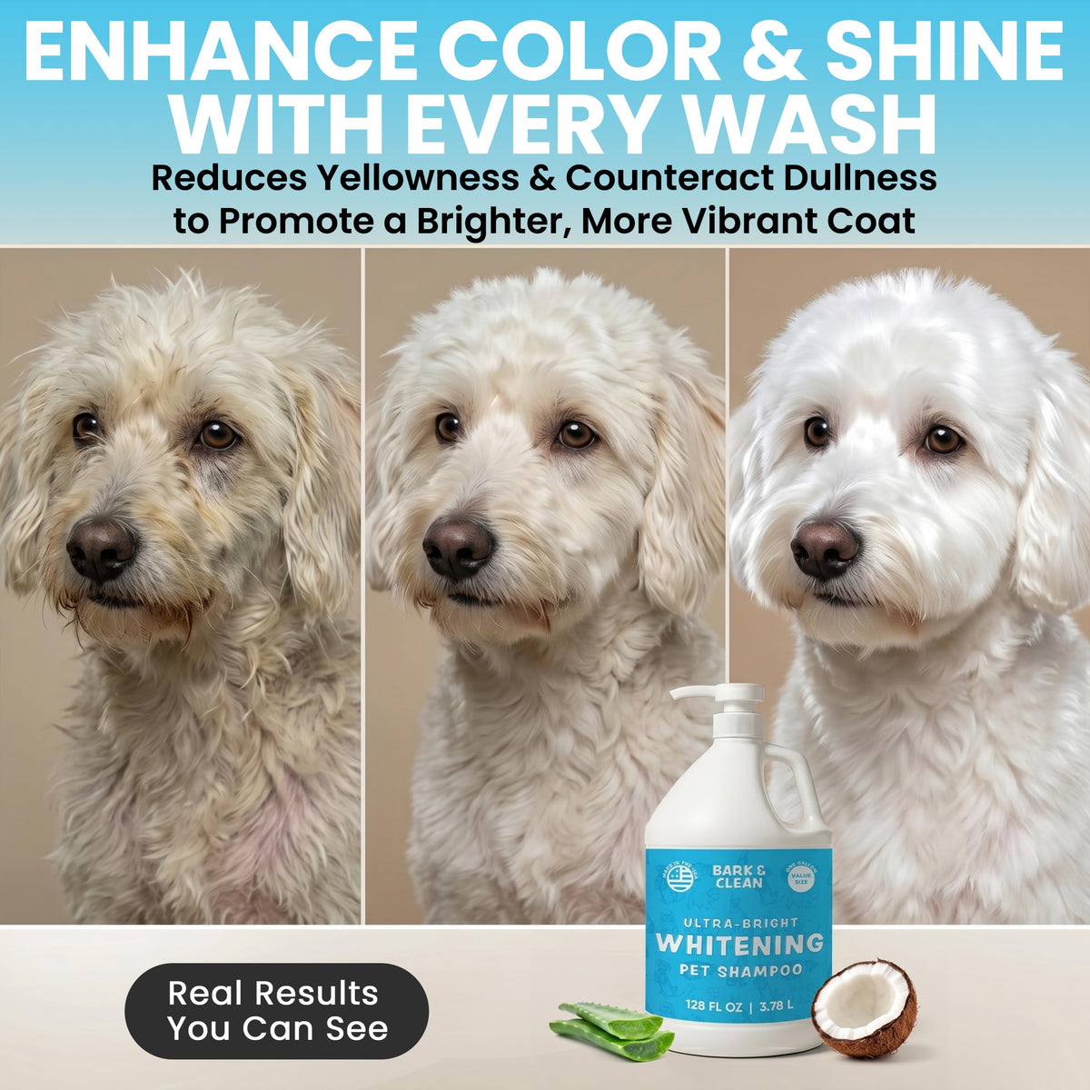 Whitening Dog Shampoo with Pump, 1 Gallon Aloe Coconut J20497