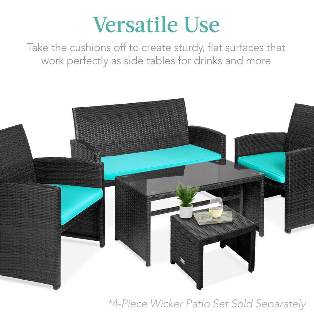 Set of 2 Wicker Ottomans with Removable Cushions W9388