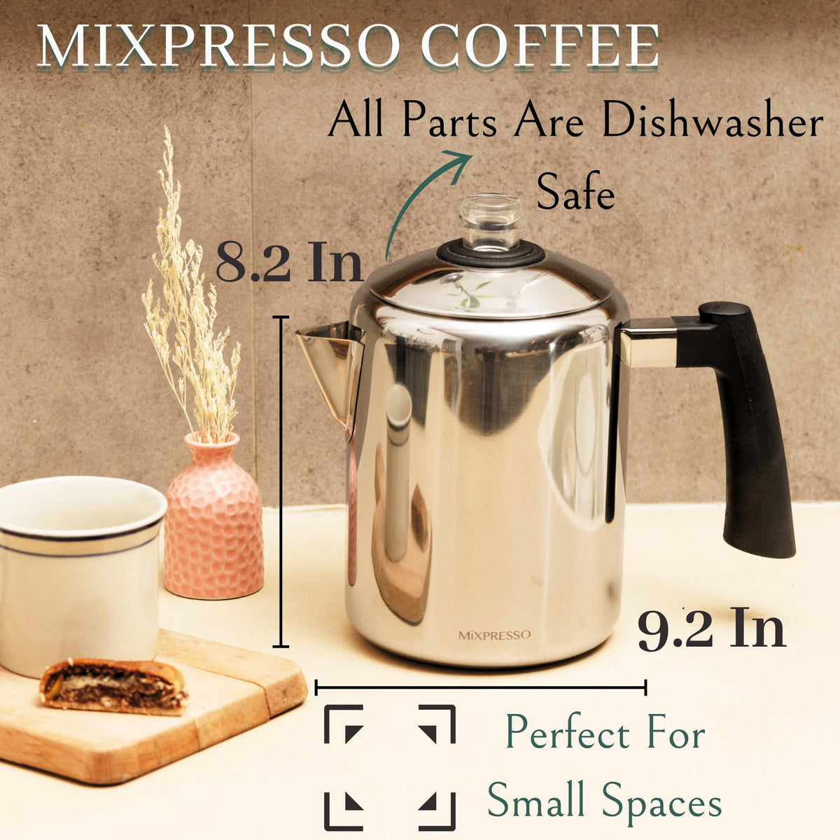 5-8 Cup Stainless Steel Stovetop Coffee Percolator Z56303