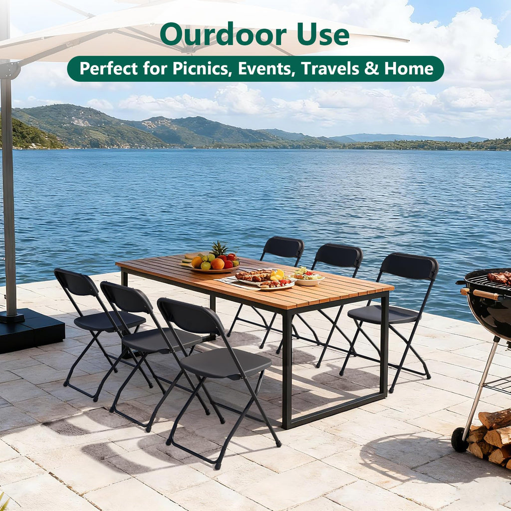 Black Plastic Folding Chairs, 10 Pack Steel Frame 350lbs Capacity S13371