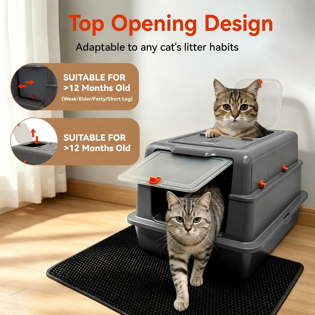 2 Pack XXXL Stainless Steel Litter Box with Lid X404