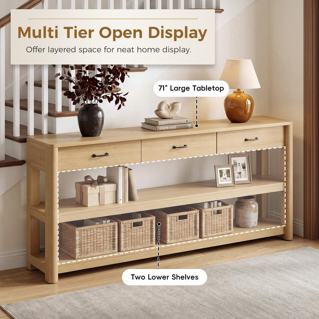 Oak Console Table with Storage Drawers W189835