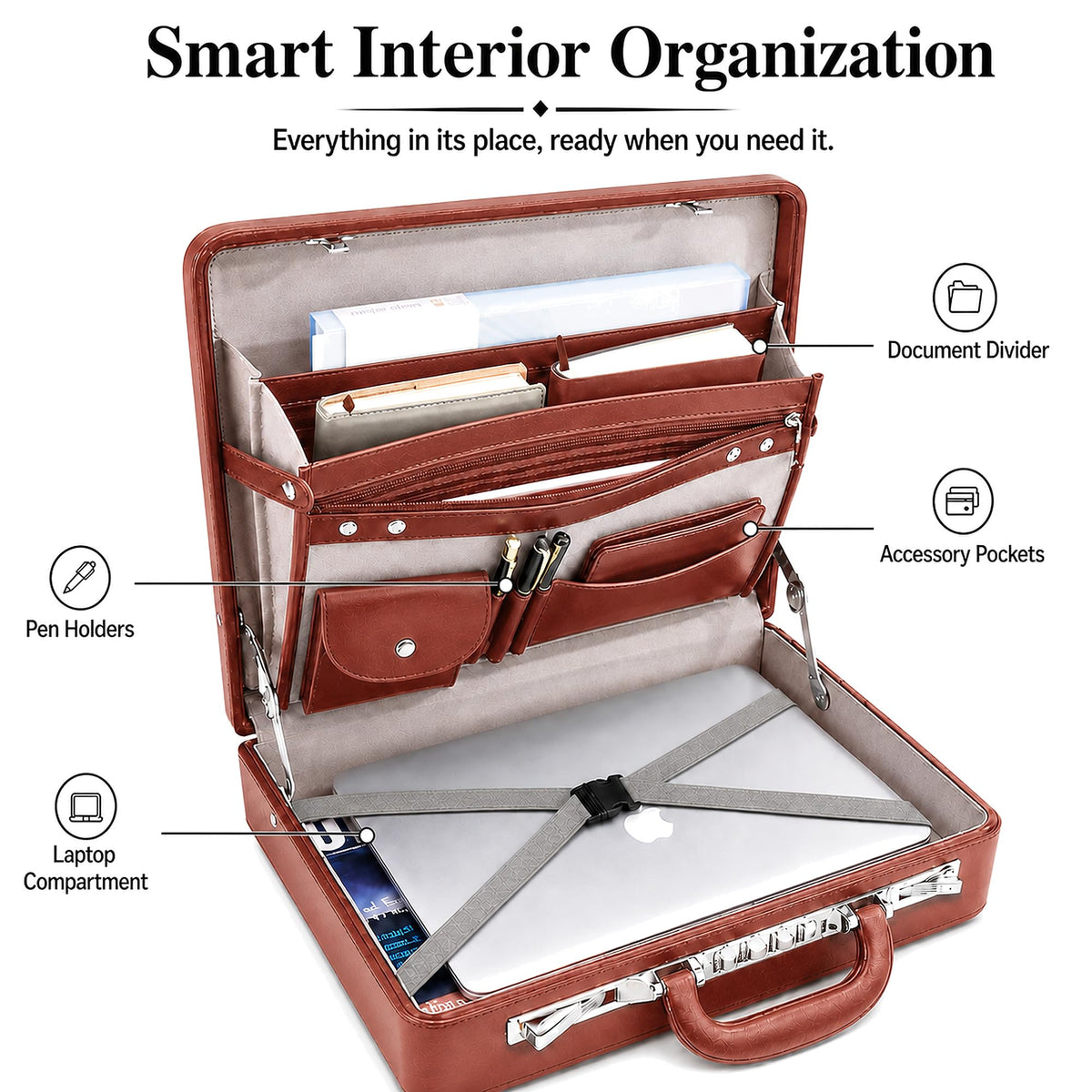 Leather Briefcase with Lock S740