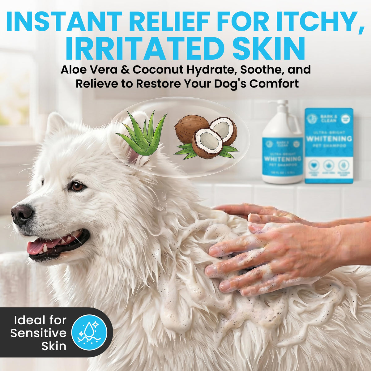Whitening Dog Shampoo with Pump, 1 Gallon Aloe Coconut J20497
