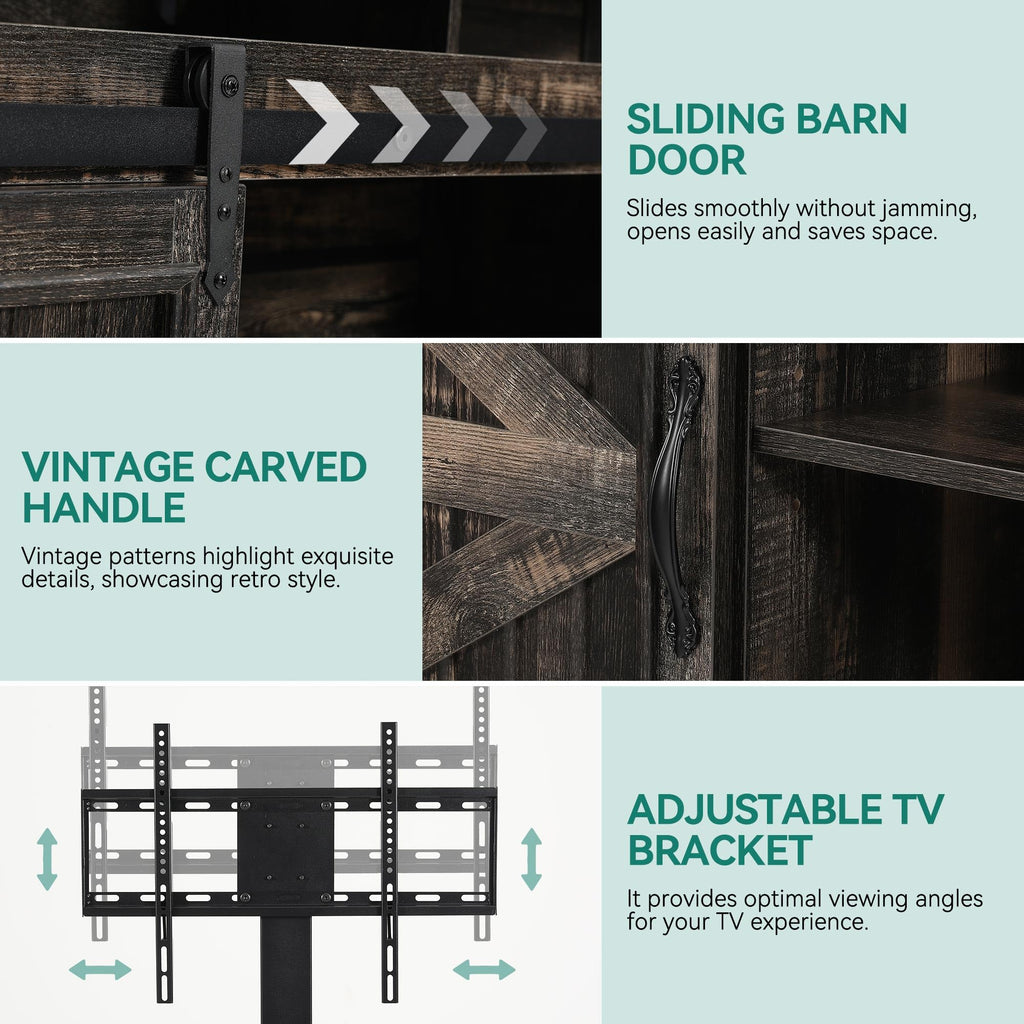 63" Oak Corner TV Stand with Barn Door A680