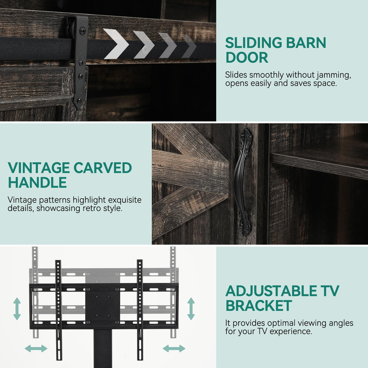 63" Oak Corner TV Stand with Barn Door A680
