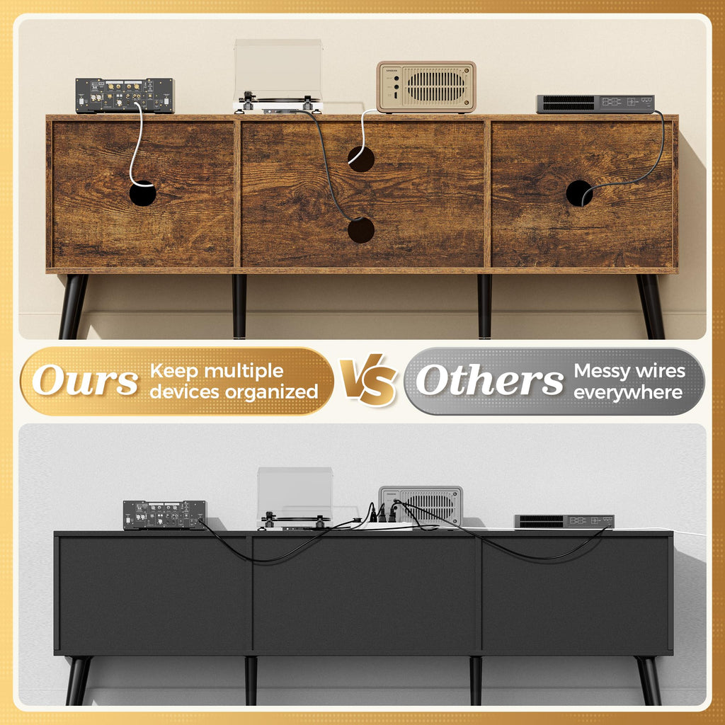 55 Inch TV Stand with Adjustable Shelf and 2 Cabinets U6128