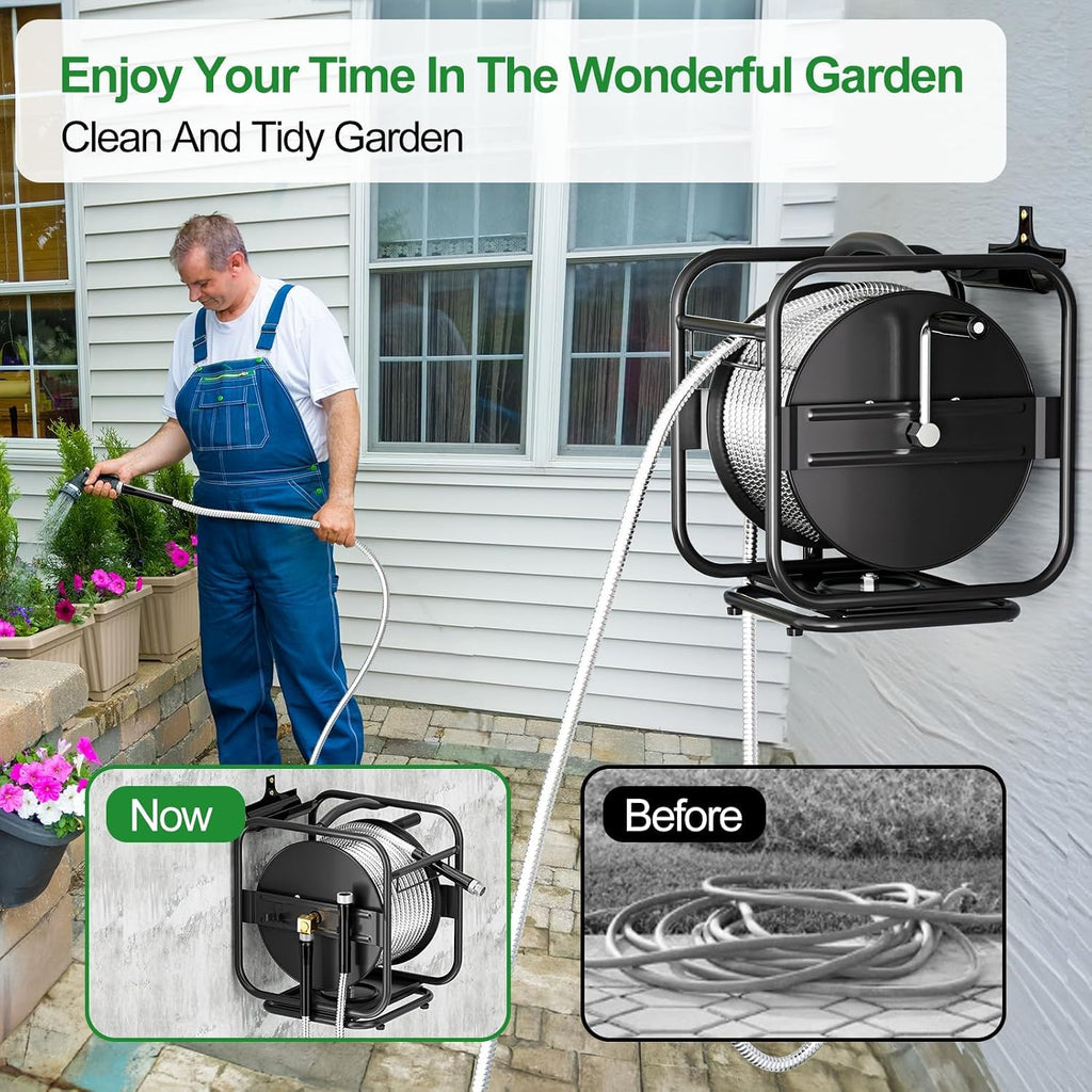 Garden Hose Reel With 100Ft Metal Water Pipe R188