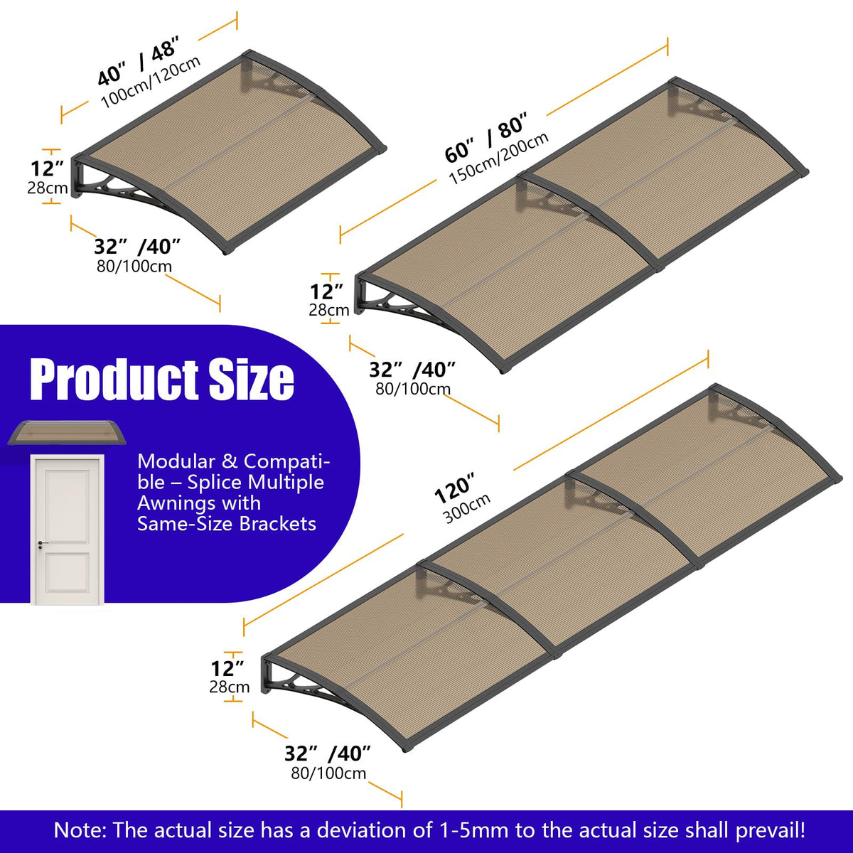32x48'' Polycarbonate Door Awning A860