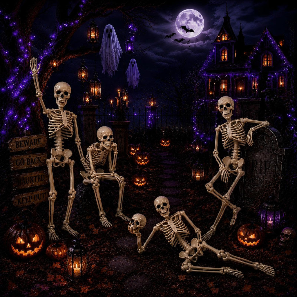 5.4 ft Posable Halloween Skeleton with Movable Joints Q357