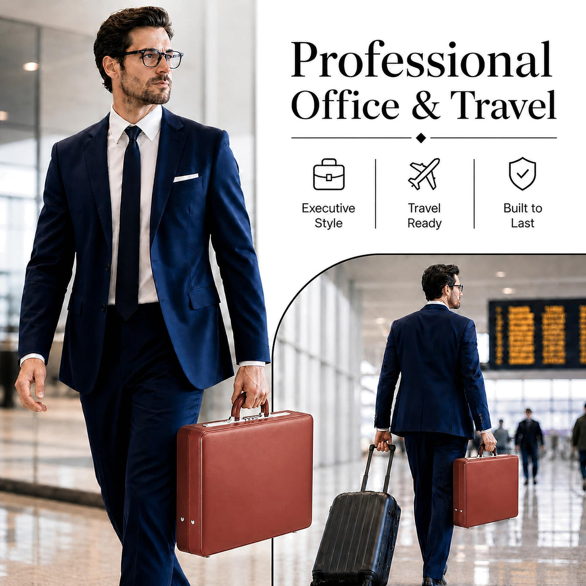 Leather Briefcase with Lock S740