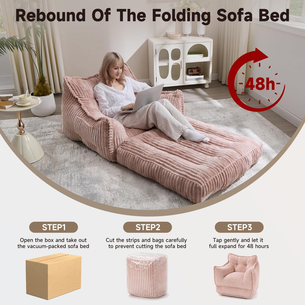 2 in 1 Folding Sofa Bed Pink A3558