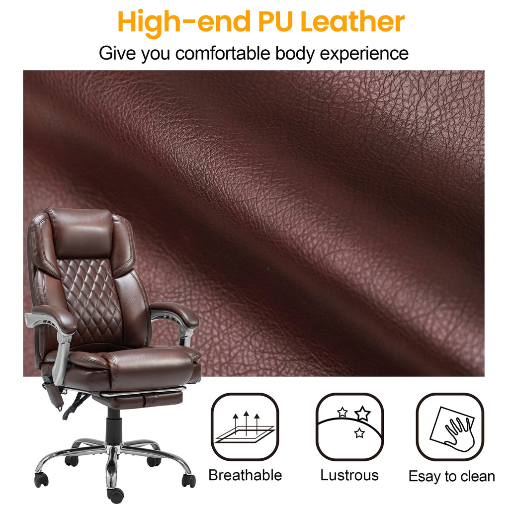 Brown Heated Massage Office Chair with Footrest M9150