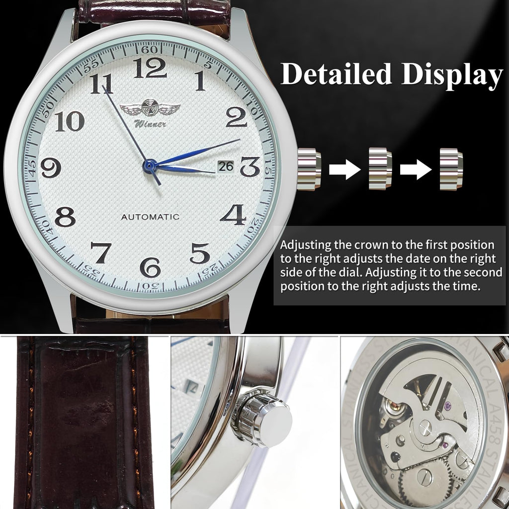 Mechanical Watch Automatic Self-Winding White Dial Blue Hands V40902