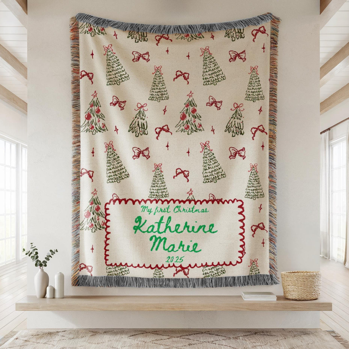 Woven Throw with Christmas Tree Design B94612