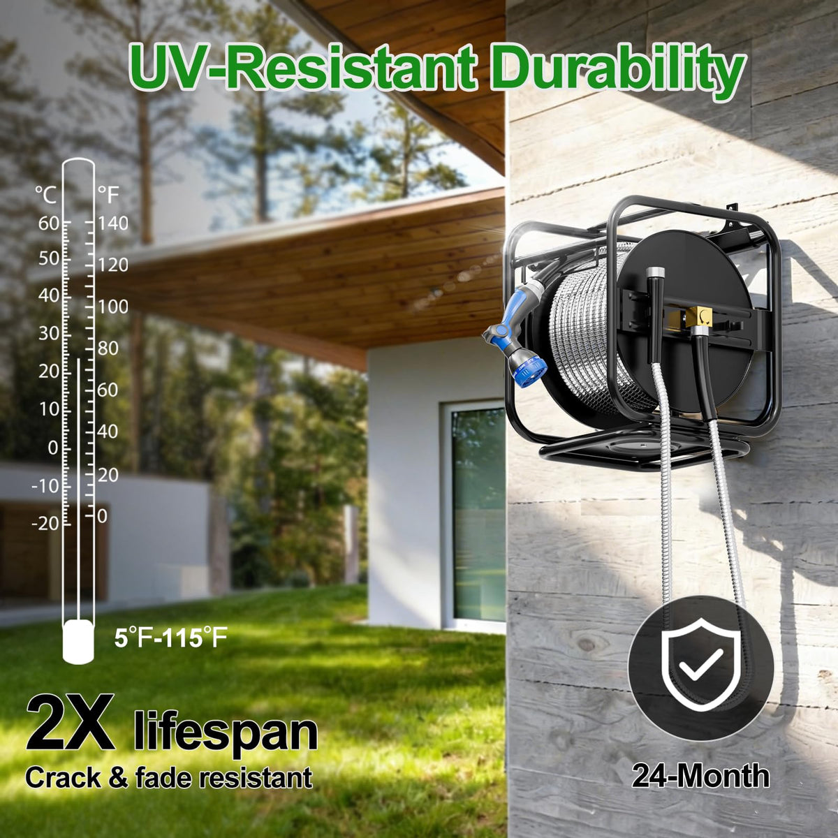 Garden Hose Reel With 100Ft Metal Water Pipe R188
