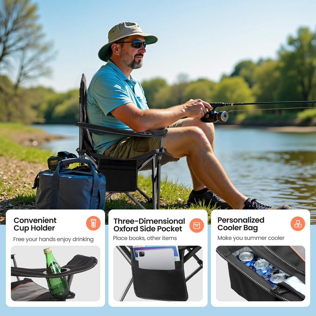 Oversized Folding Camping Chairs 2 Pack Black G747250