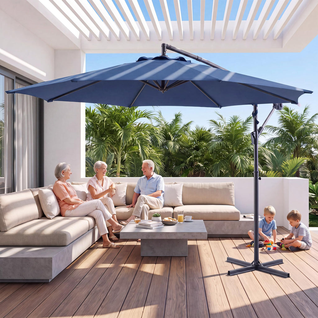 10ft Navy Blue Offset Cantilever Patio Umbrella A202