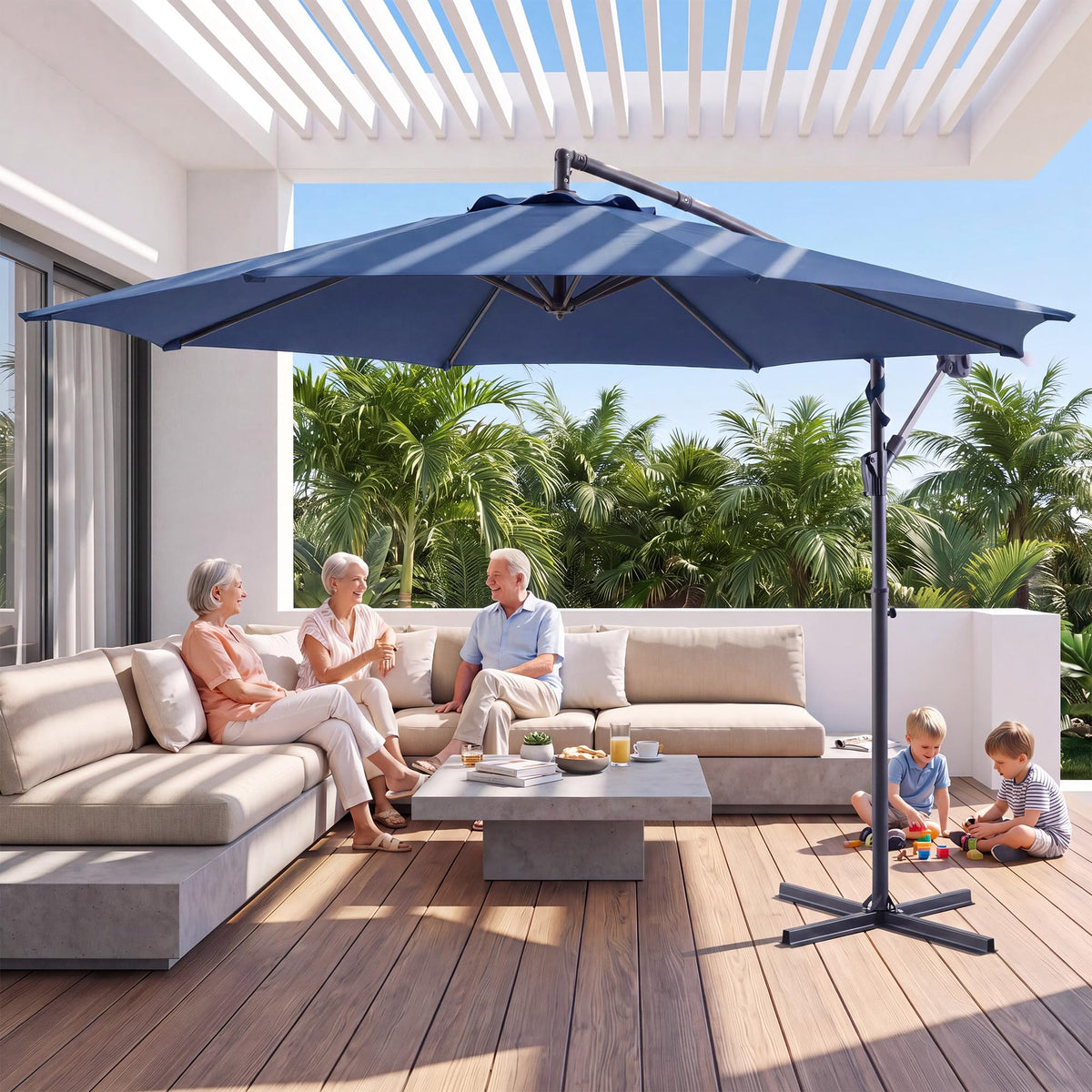 10ft Navy Blue Offset Cantilever Patio Umbrella A202