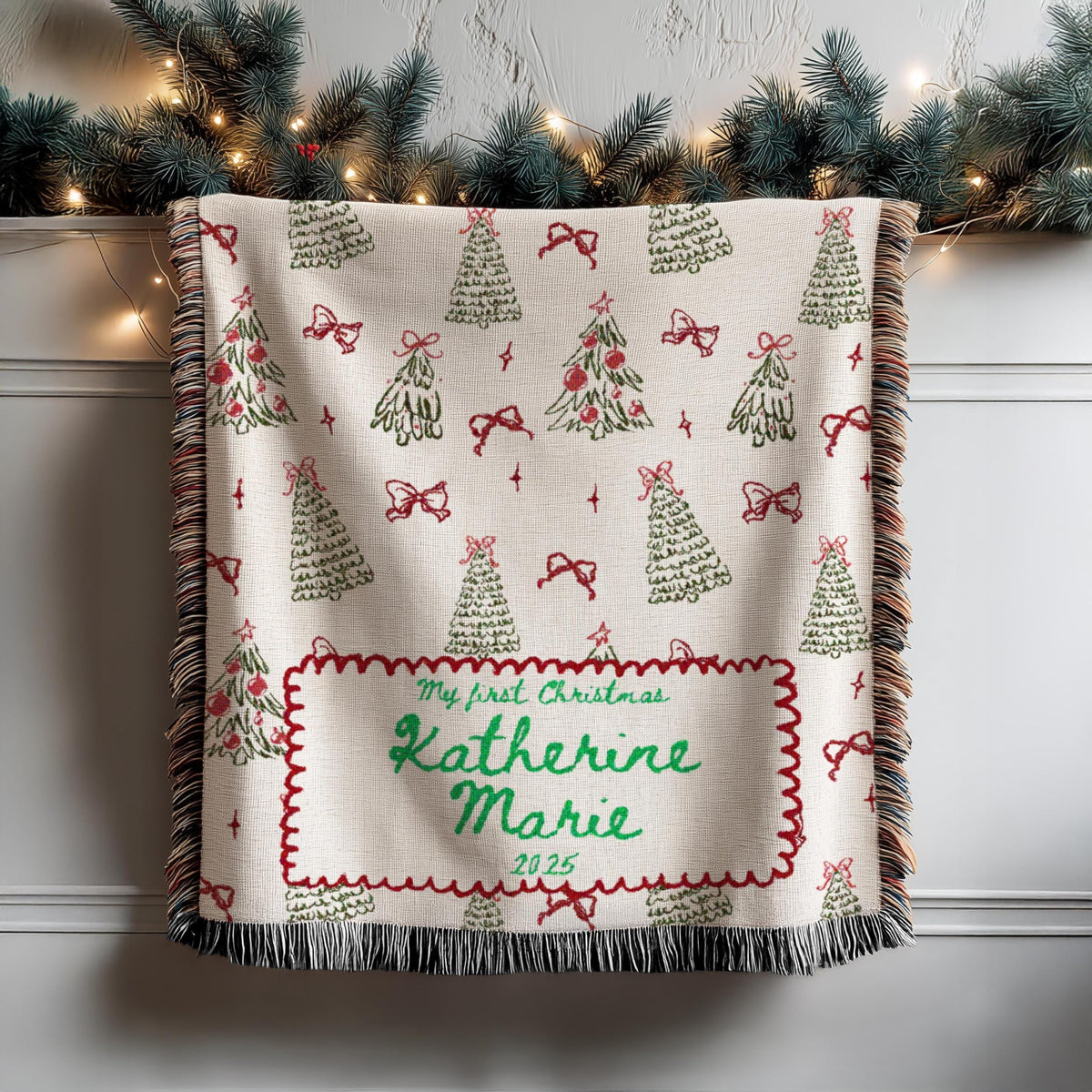 Woven Throw with Christmas Tree Design B94612