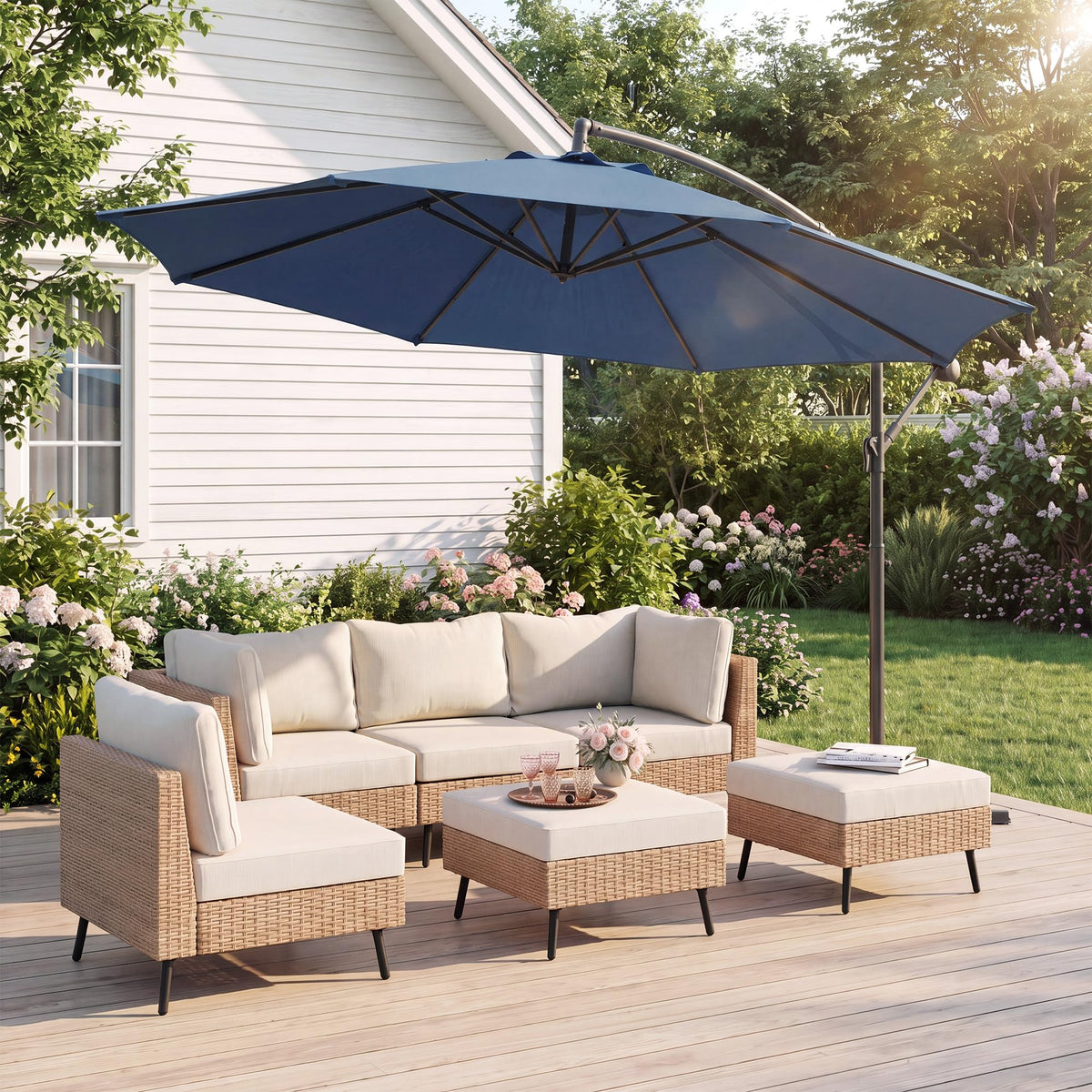 10ft Navy Blue Offset Cantilever Patio Umbrella A202