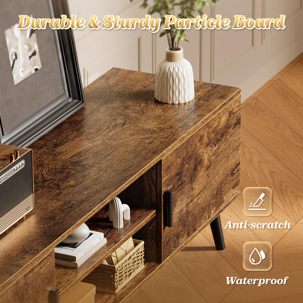 55 Inch TV Stand with Adjustable Shelf and 2 Cabinets U6128