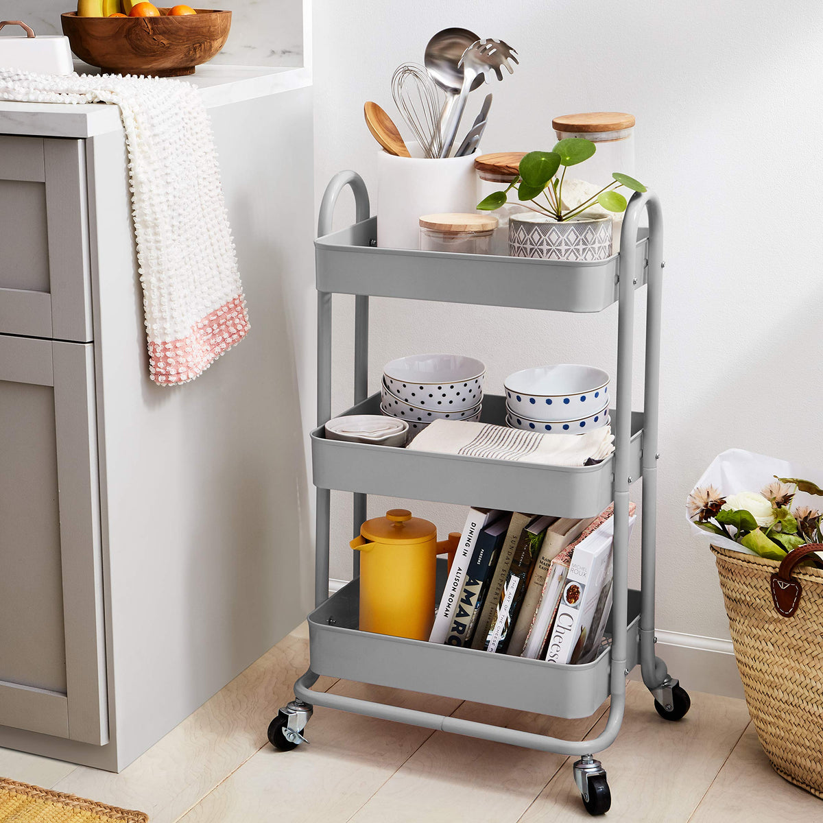 3-Tier Rolling Kitchen Cart with Lockable Wheels R683
