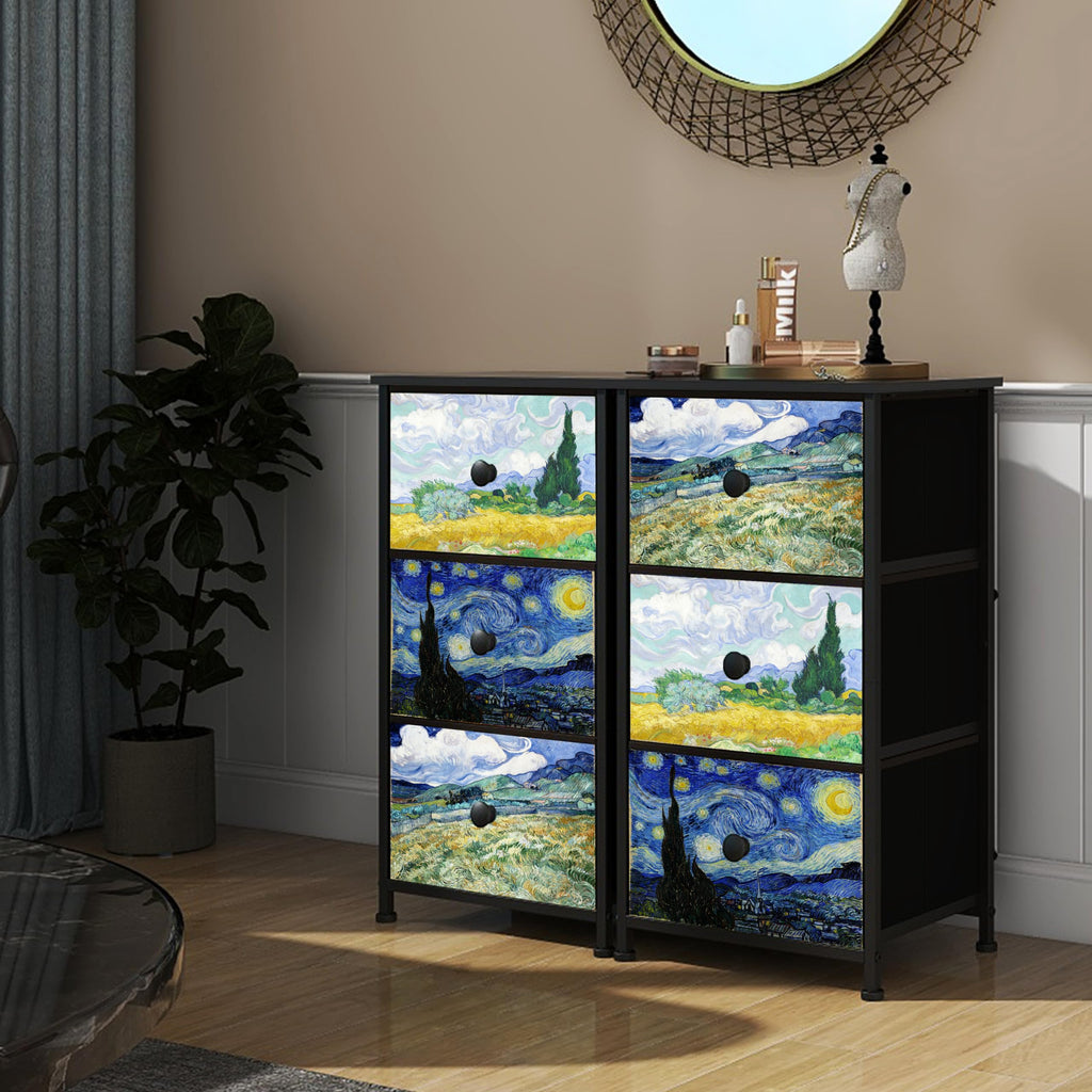 3 Drawer Dresser with Steel Frame Wood Top C2556